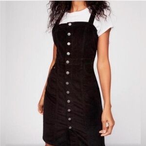 Black Button-Front Corduroy Dress